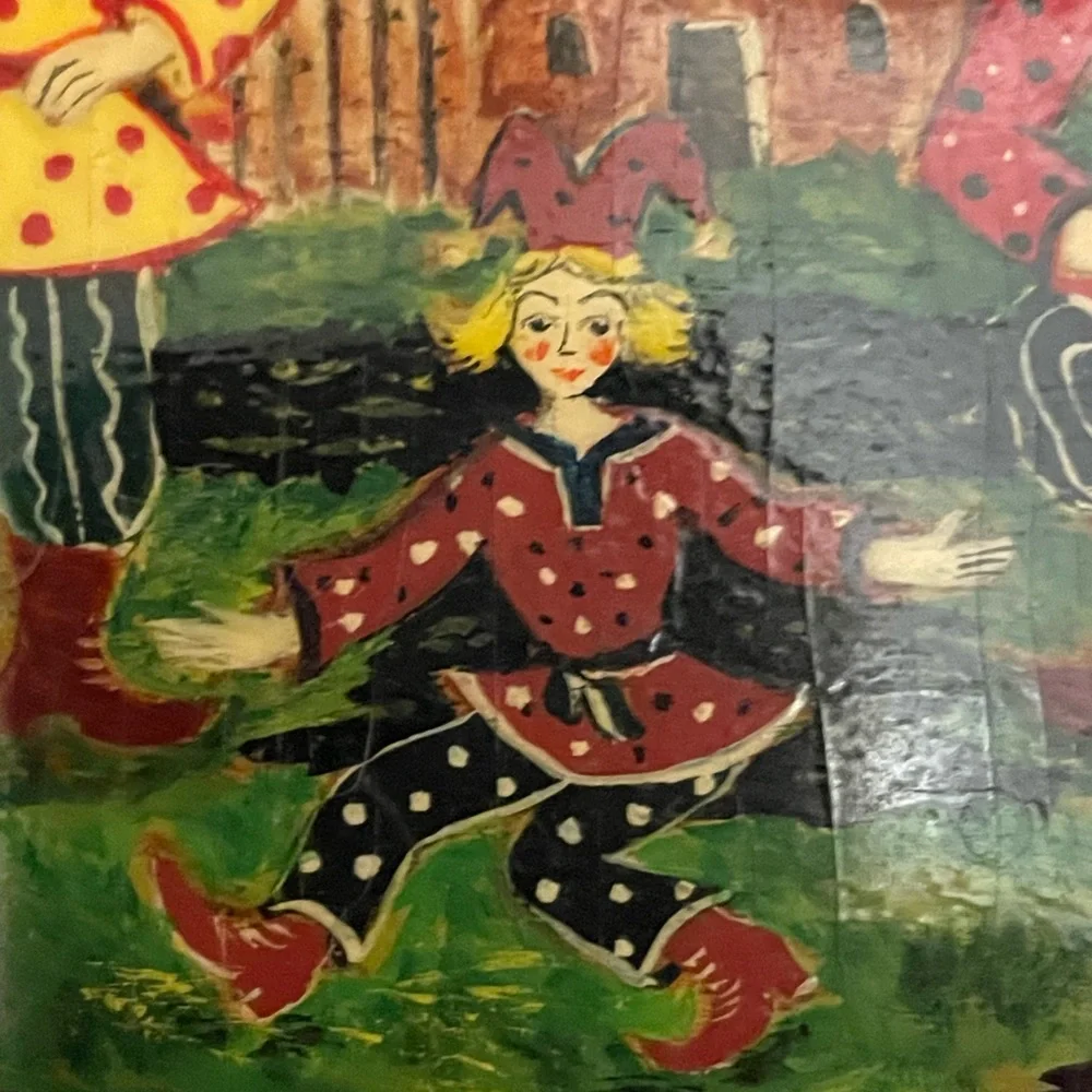 Vintage Russian Wooden Turned Painted Box